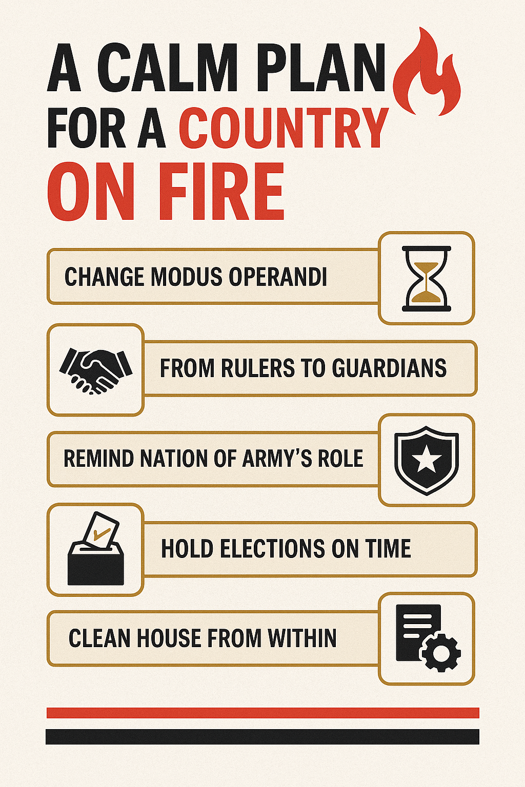 A Calm Plan for a Country on Fire